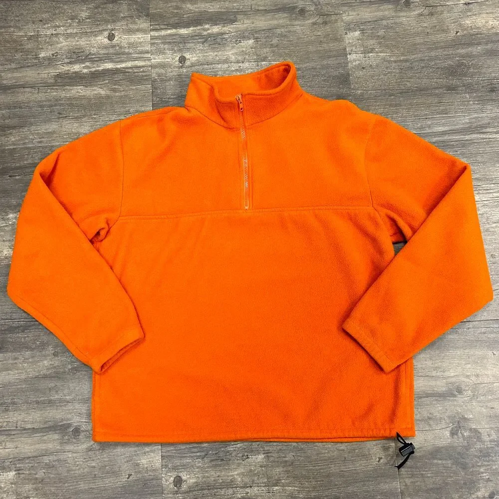 Vintage J Crew 1/4 Fleece Pullover Men Size Medium‎ Made In USA Orange Polyester